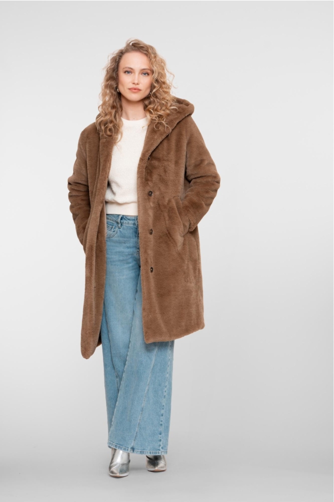 FAUX FUR MANTEL 58536 21 BROWN